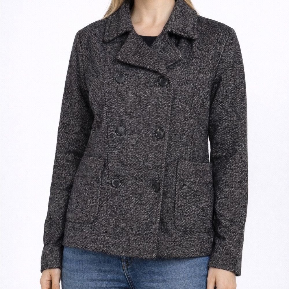 Lucky Brand Jacket Womens Medium Charcoal Black Button up